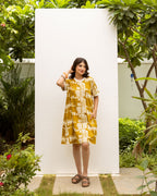 Mustard Abstract Print Dress