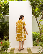 Mustard Abstract Print Dress