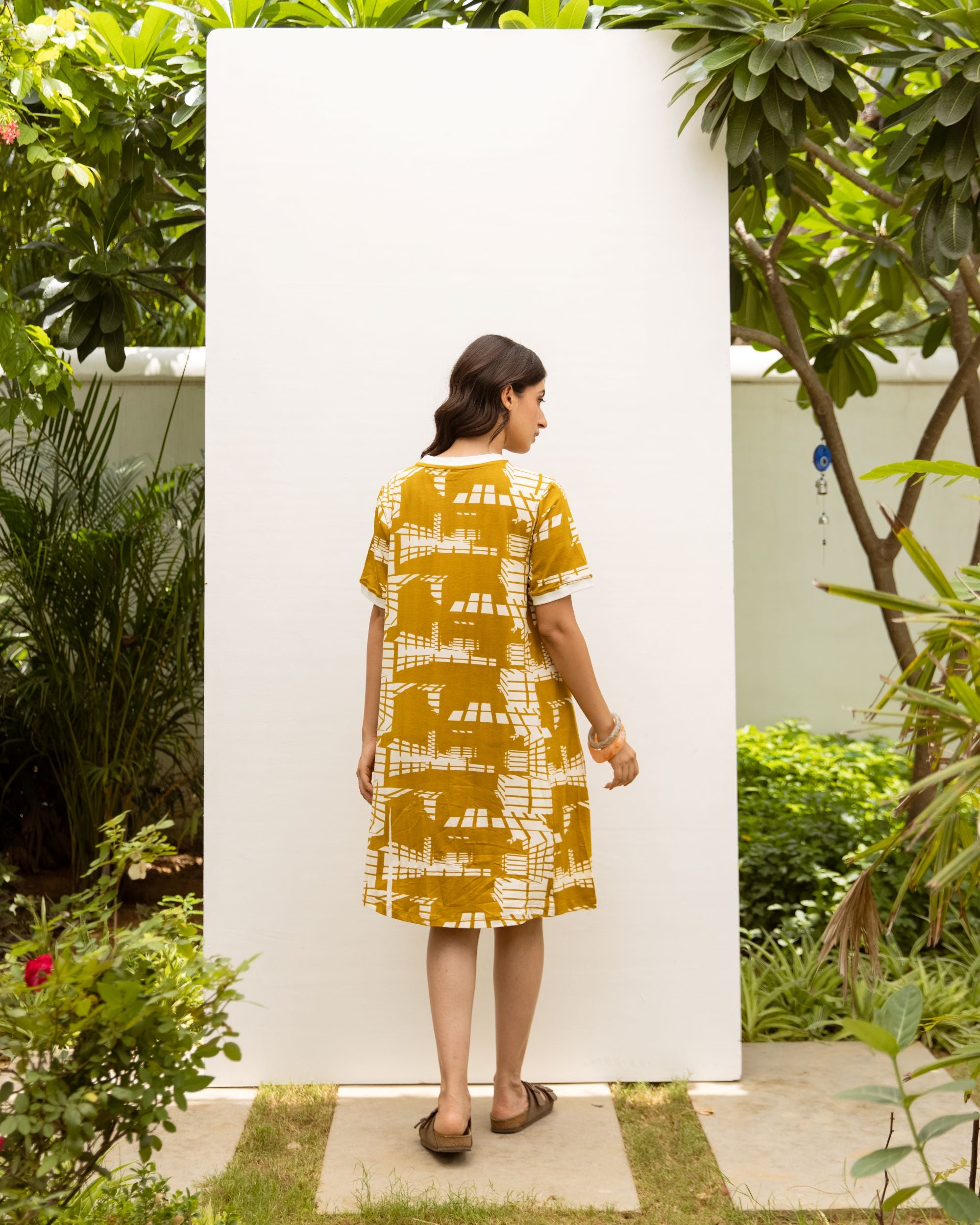 Mustard Abstract Print Dress