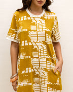 Mustard Abstract Print Dress