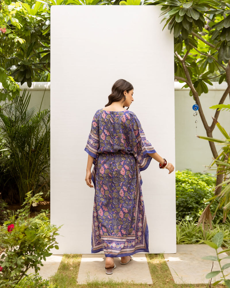 Cotton Block Printed Kafttan Dress For Women's