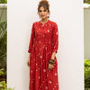 Red Hand Done Bandhani Cotton Silk Kurta Pant Set For Women's