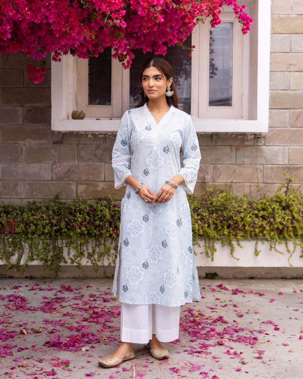 Ice Blue Kurta(Pant Not Included)