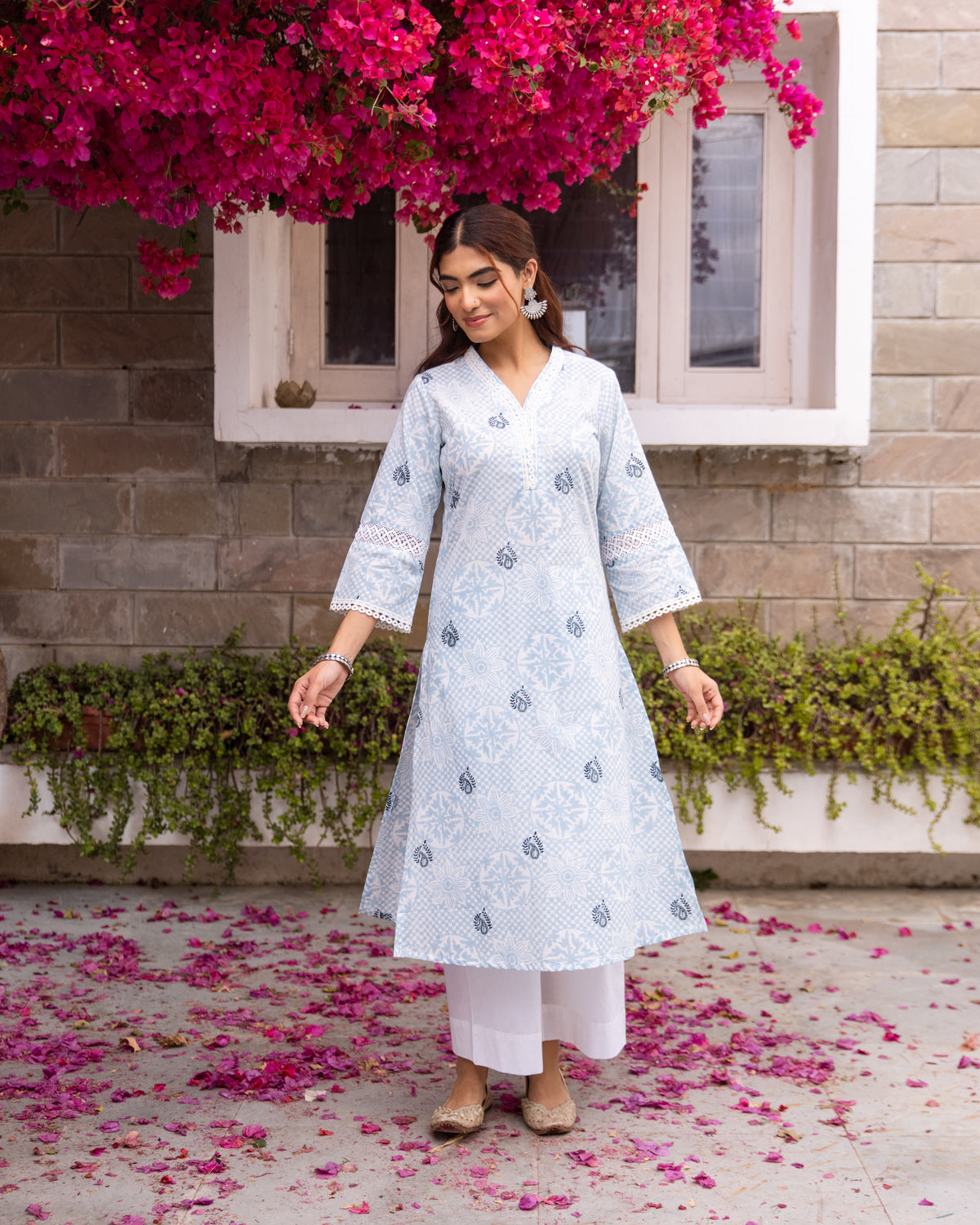 Ice Blue Kurta(Pant Not Included)
