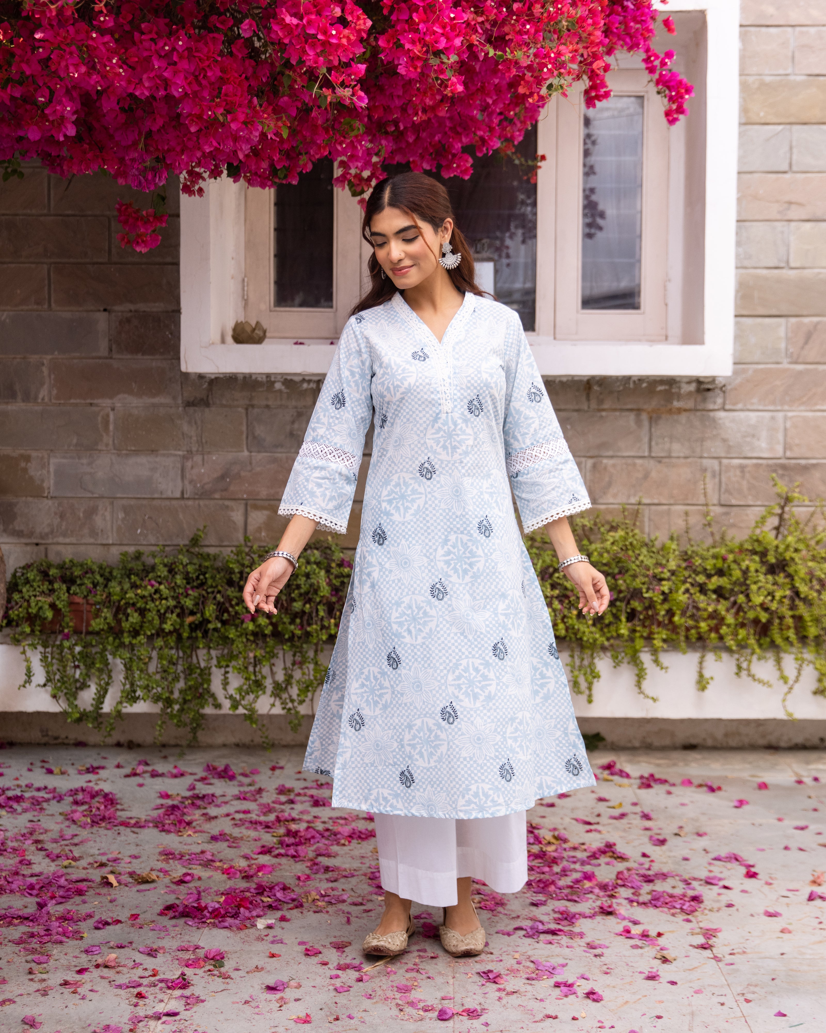 Ice Blue Kurta(Pant Not Included)
