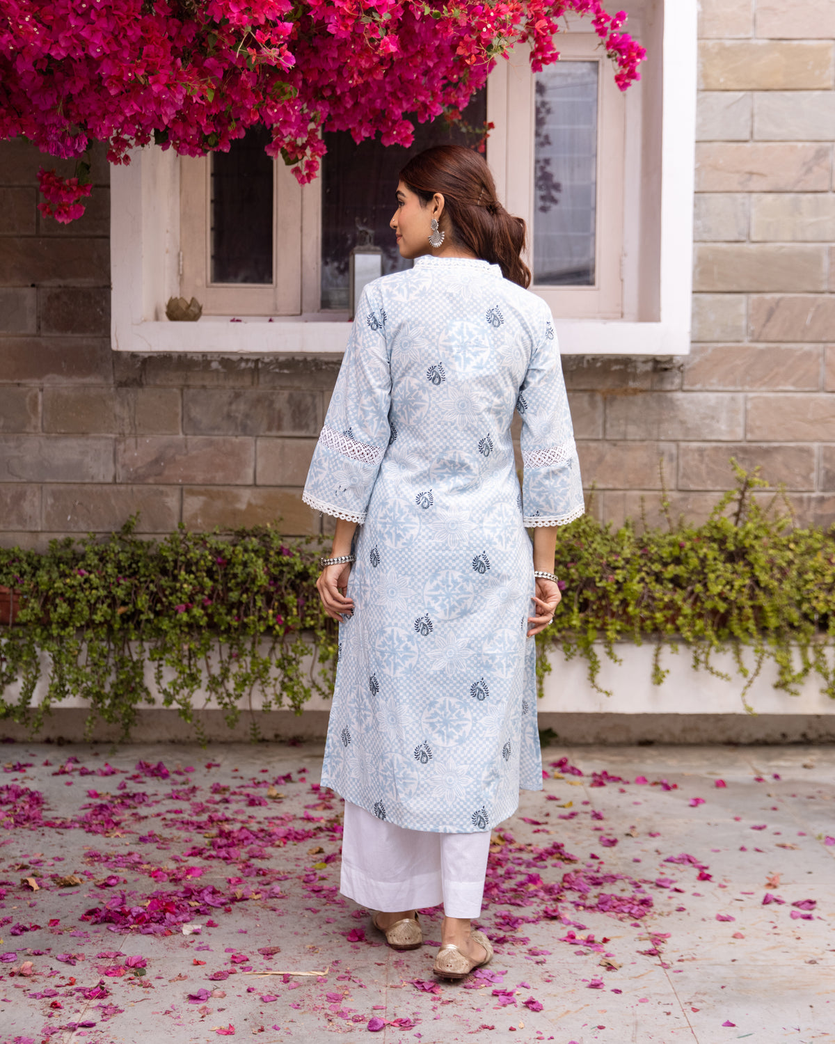 Ice Blue Kurta(Pant Not Included)