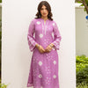 Lavender Hand-done Bandhani Round Neck Kurta For Women's