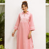 Pastel Pink Cotton Handloom Kurta Pant Set For Women's