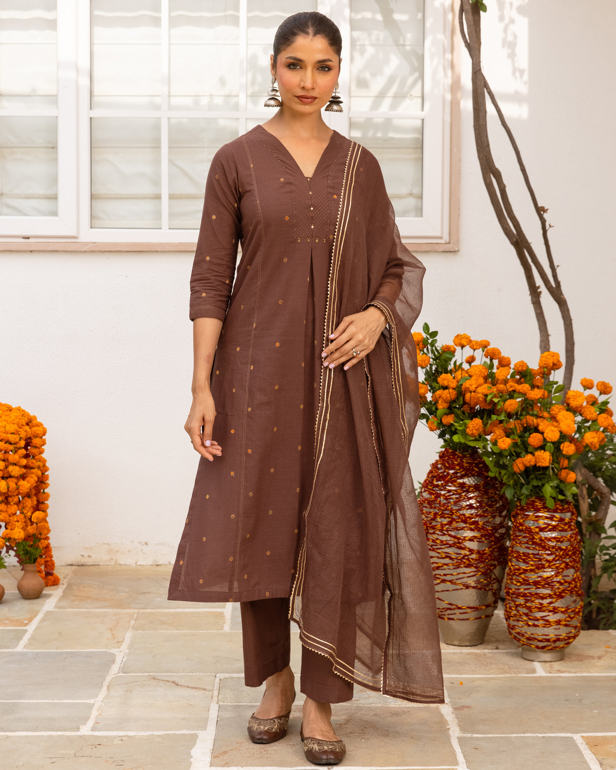 Deep Taupe Brown Complete Suit Set