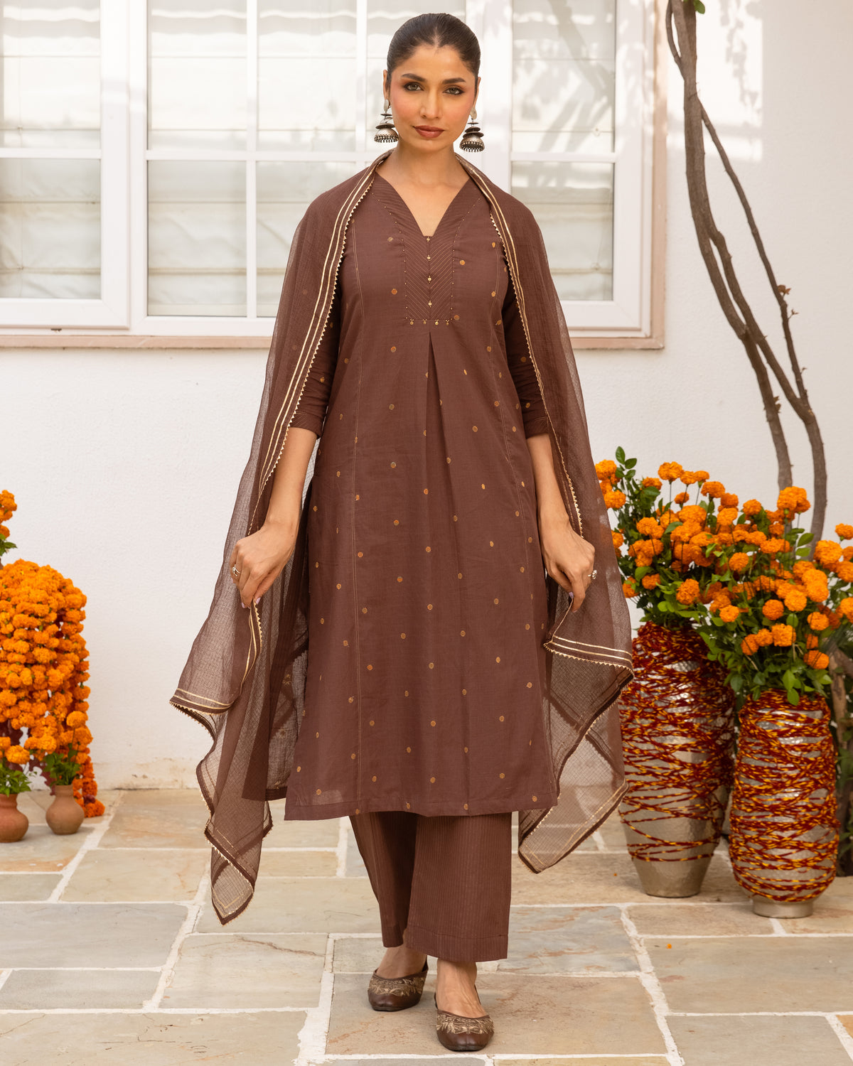 Deep Taupe Brown Complete Suit Set