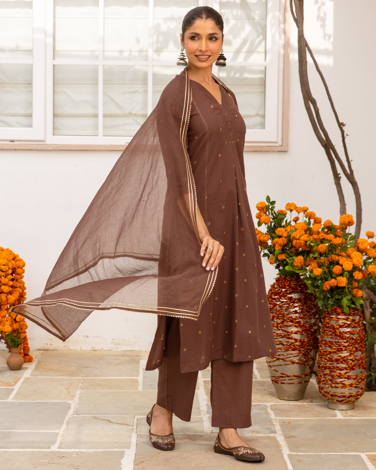 Deep Taupe Brown Complete Suit Set