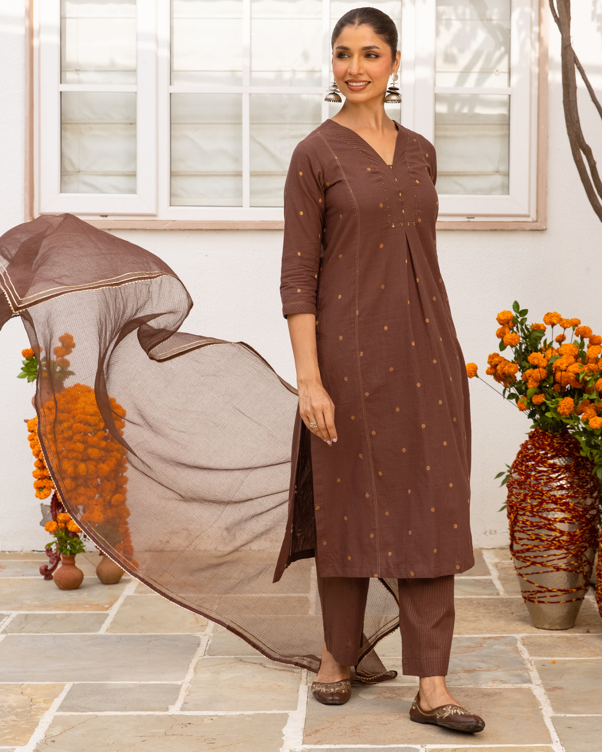 Deep Taupe Brown Complete Suit Set