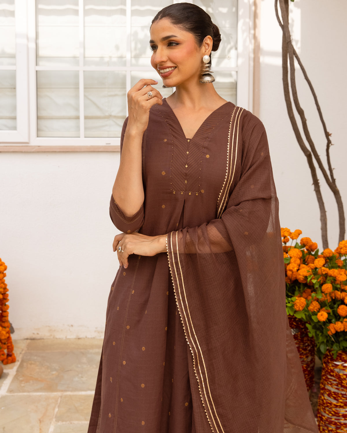 Deep Taupe Brown Complete Suit Set