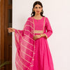 Vibrant Pink Cotton Dobby Complete Suit Set For Women's