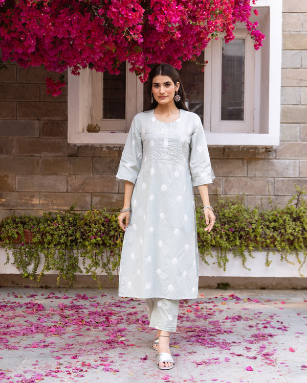 Soft Bluish-Grey Kurta Pant