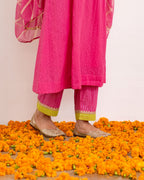 Vibrant Pink Cotton Dobby Complete Suit Set For Women's