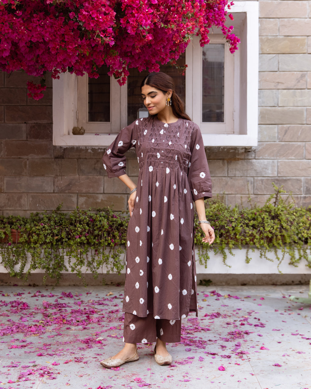 Brown With White Kurta Pant