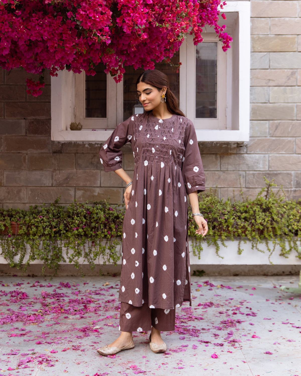 Brown With White Kurta Pant