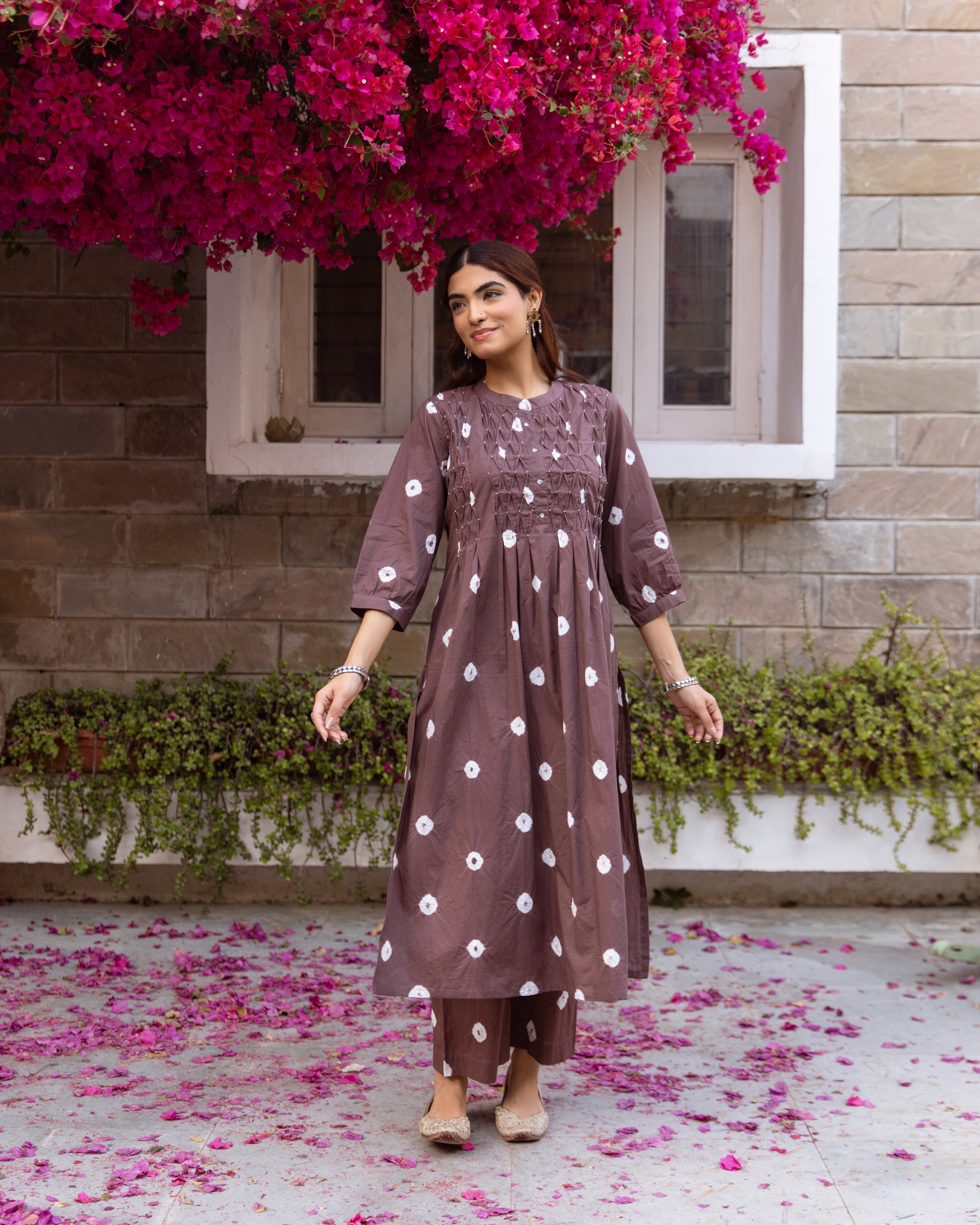Brown With White Kurta Pant