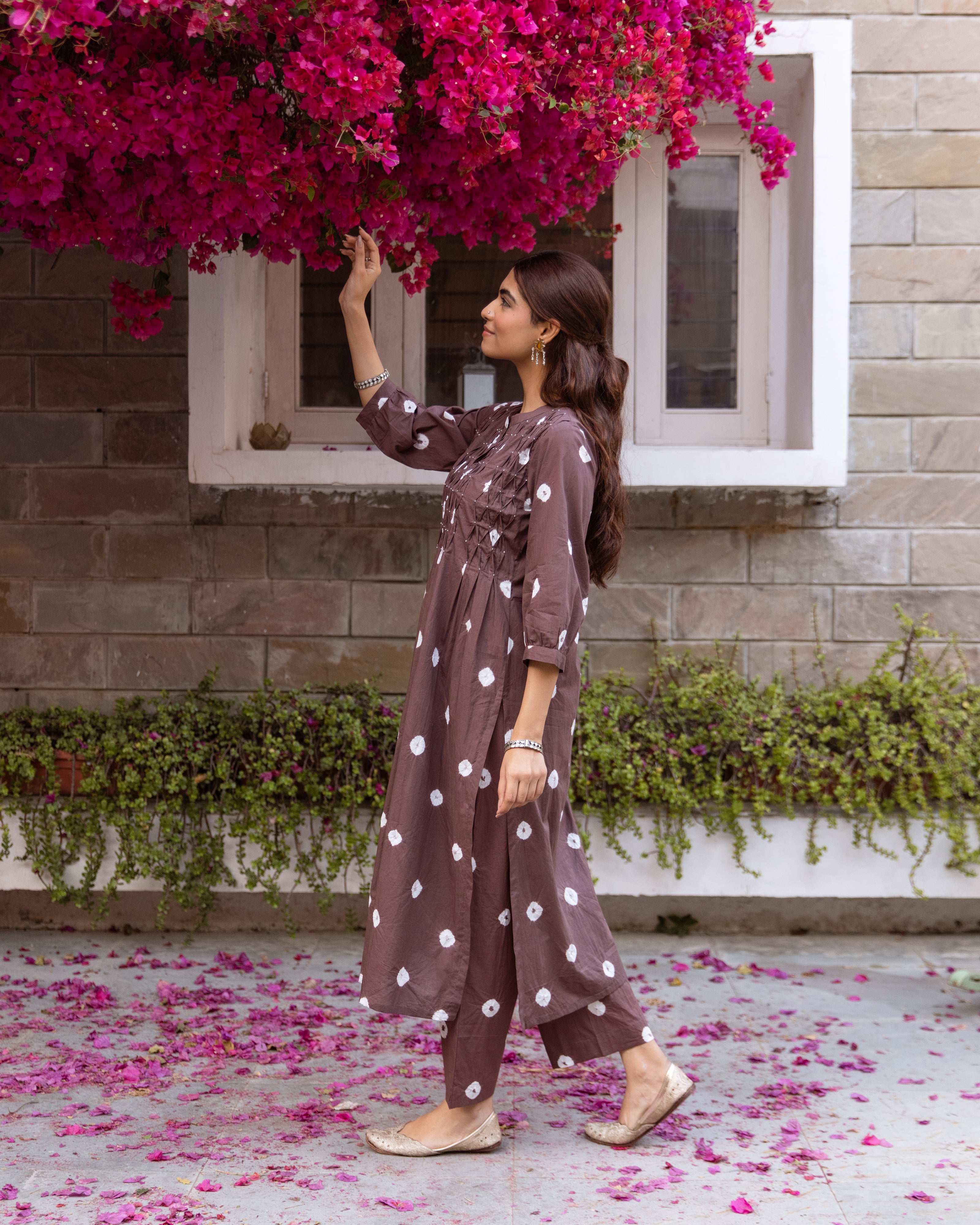 Brown With White Kurta Pant
