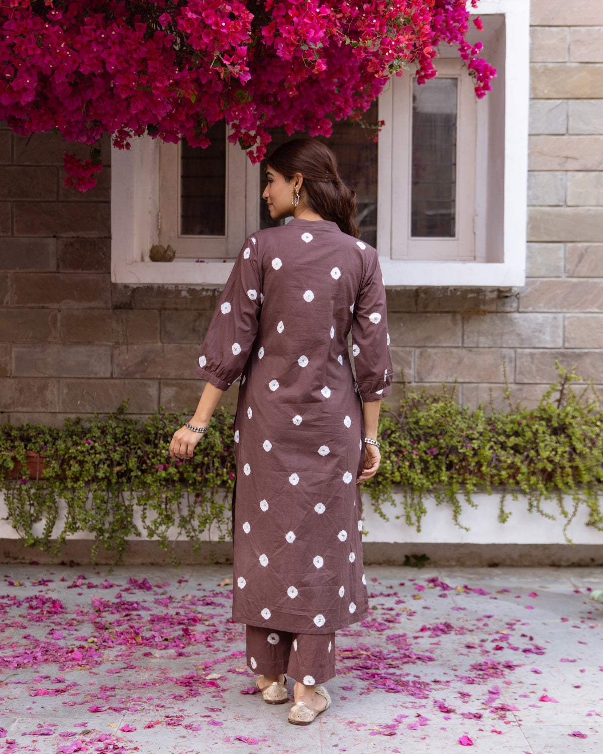 Brown With White Kurta Pant