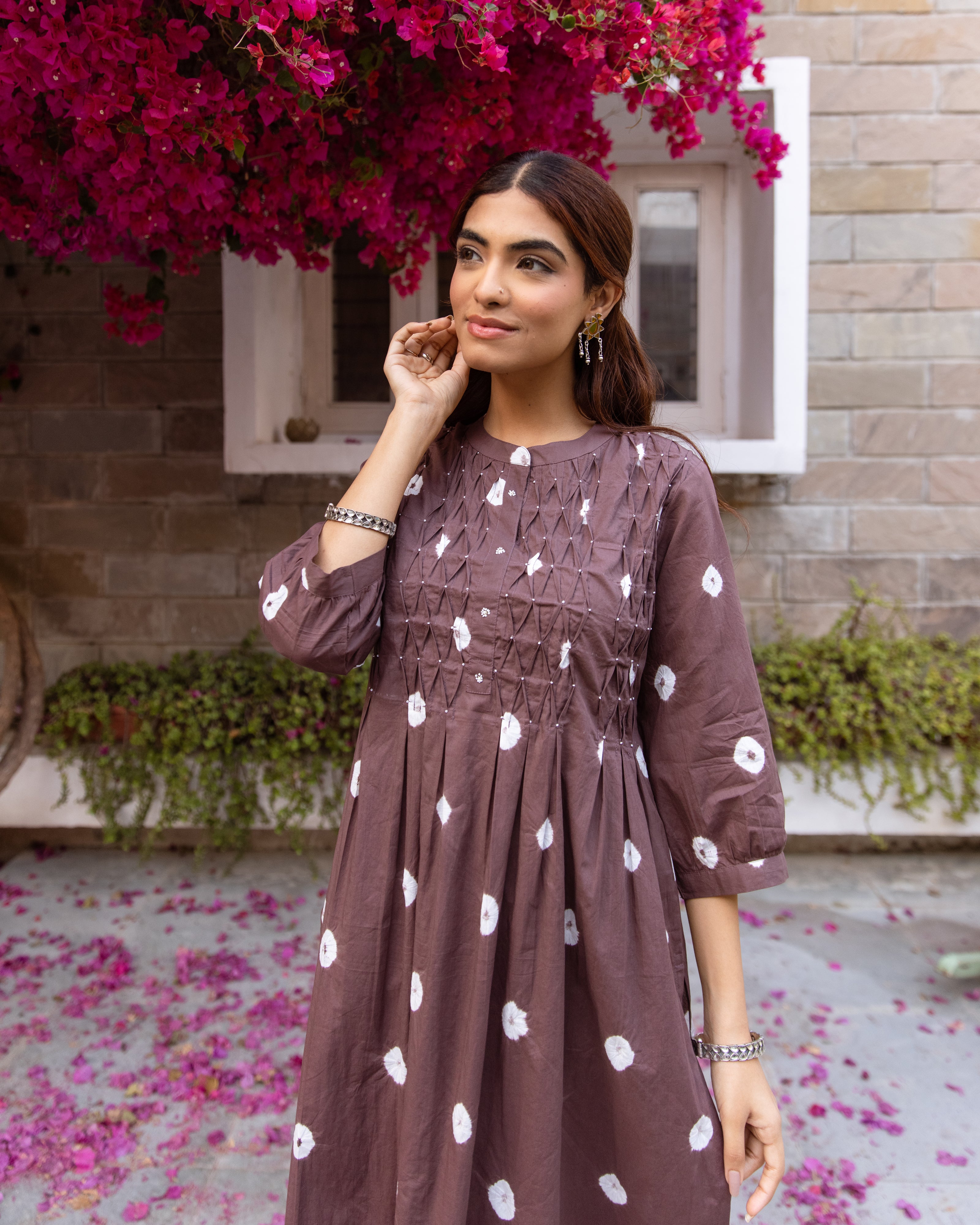 Brown With White Kurta Pant