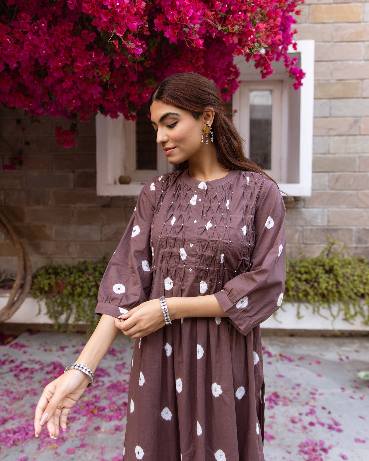 Brown With White Kurta Pant