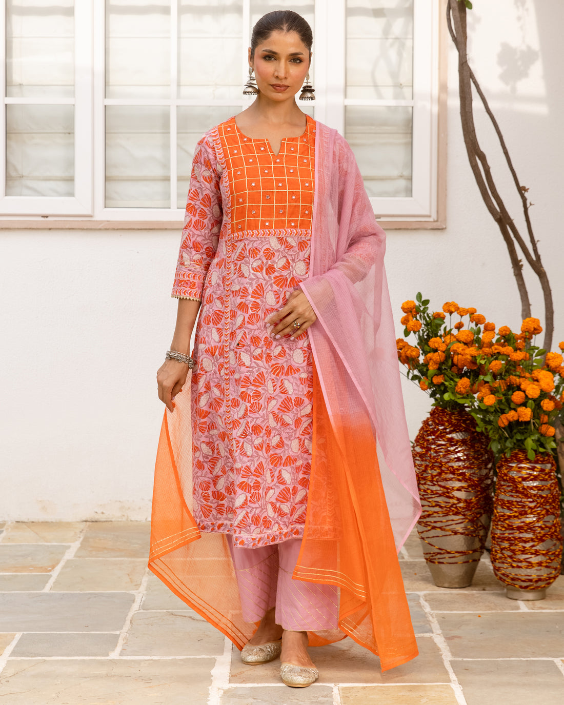 Peach Pink Complete Suit Set