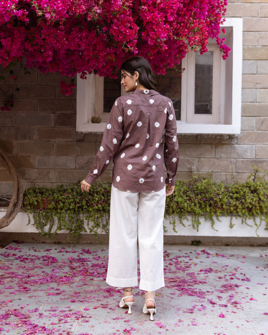 Brown With Off-White Shirt For Women