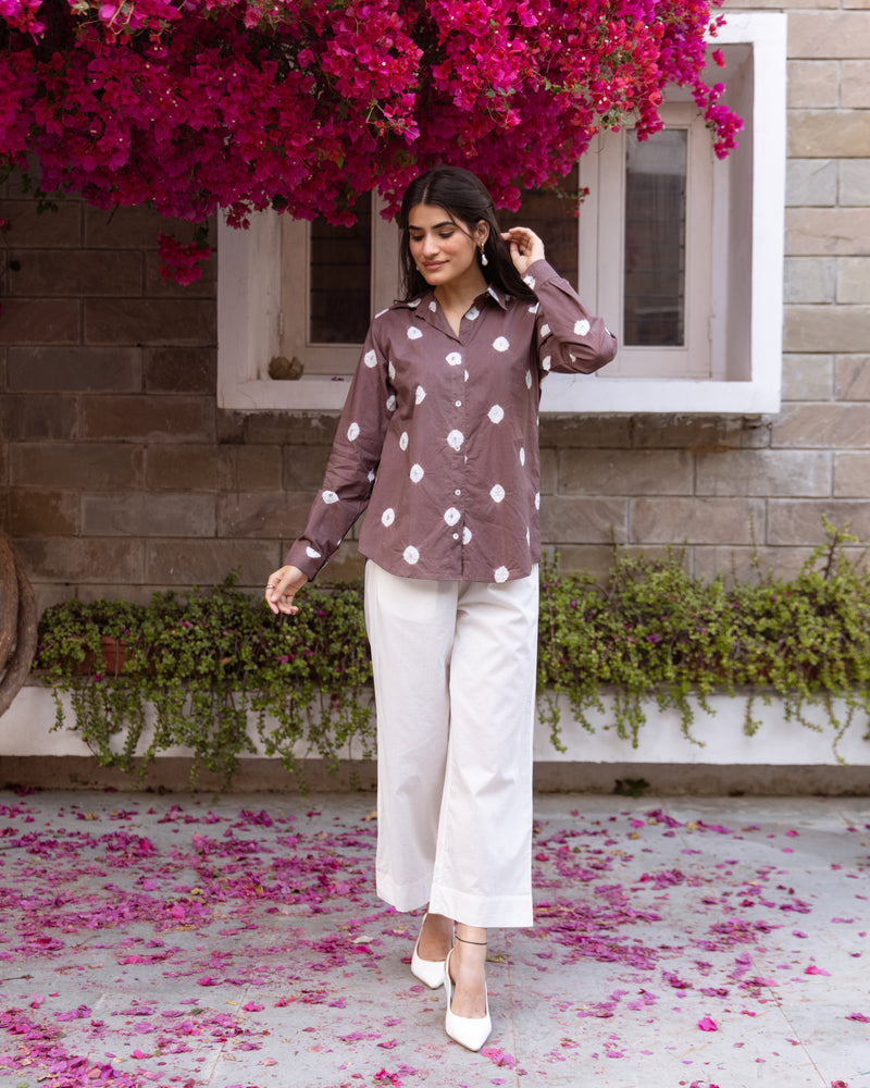 Brown With Off-White Shirt For Women