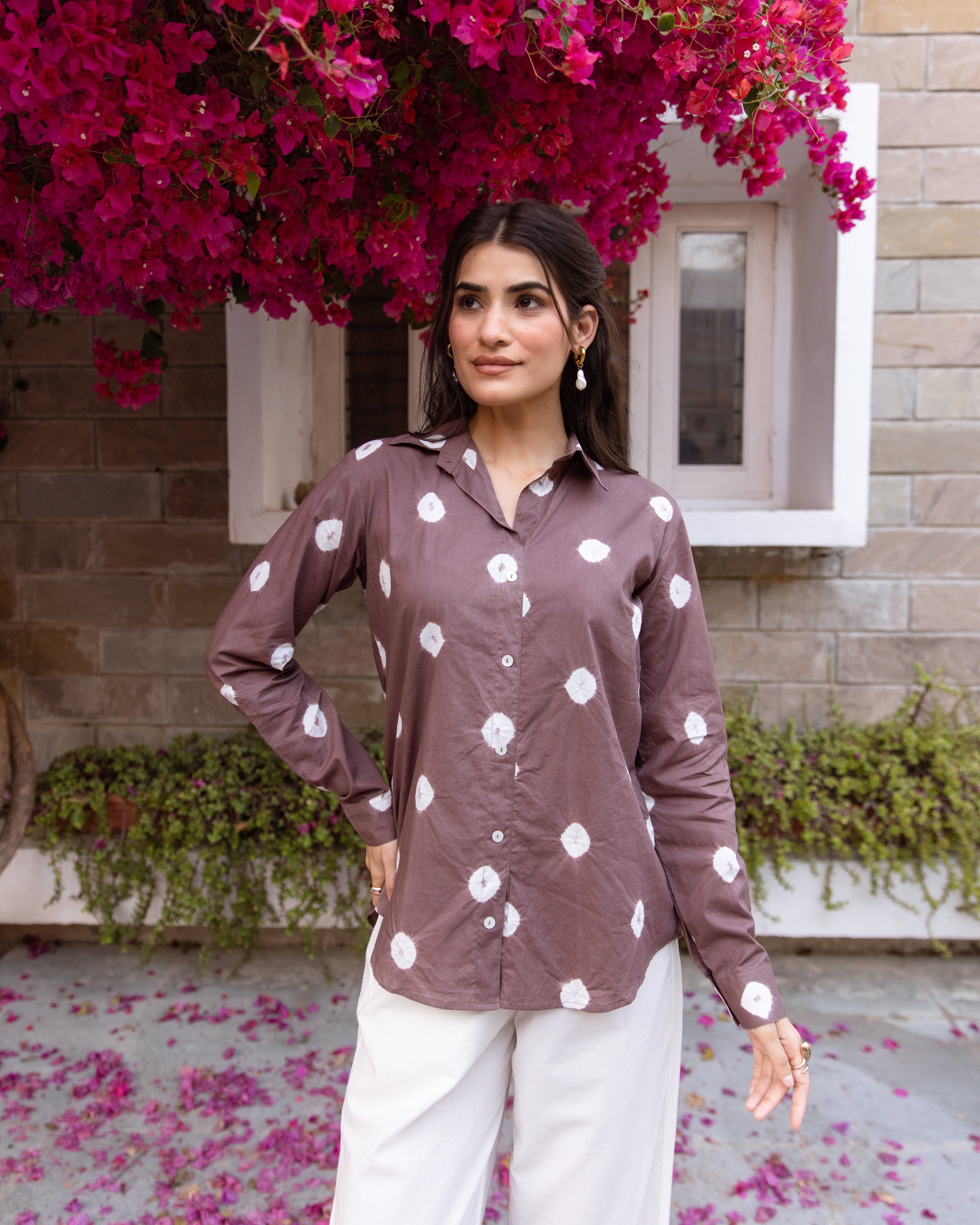 Brown With Off-White Shirt For Women