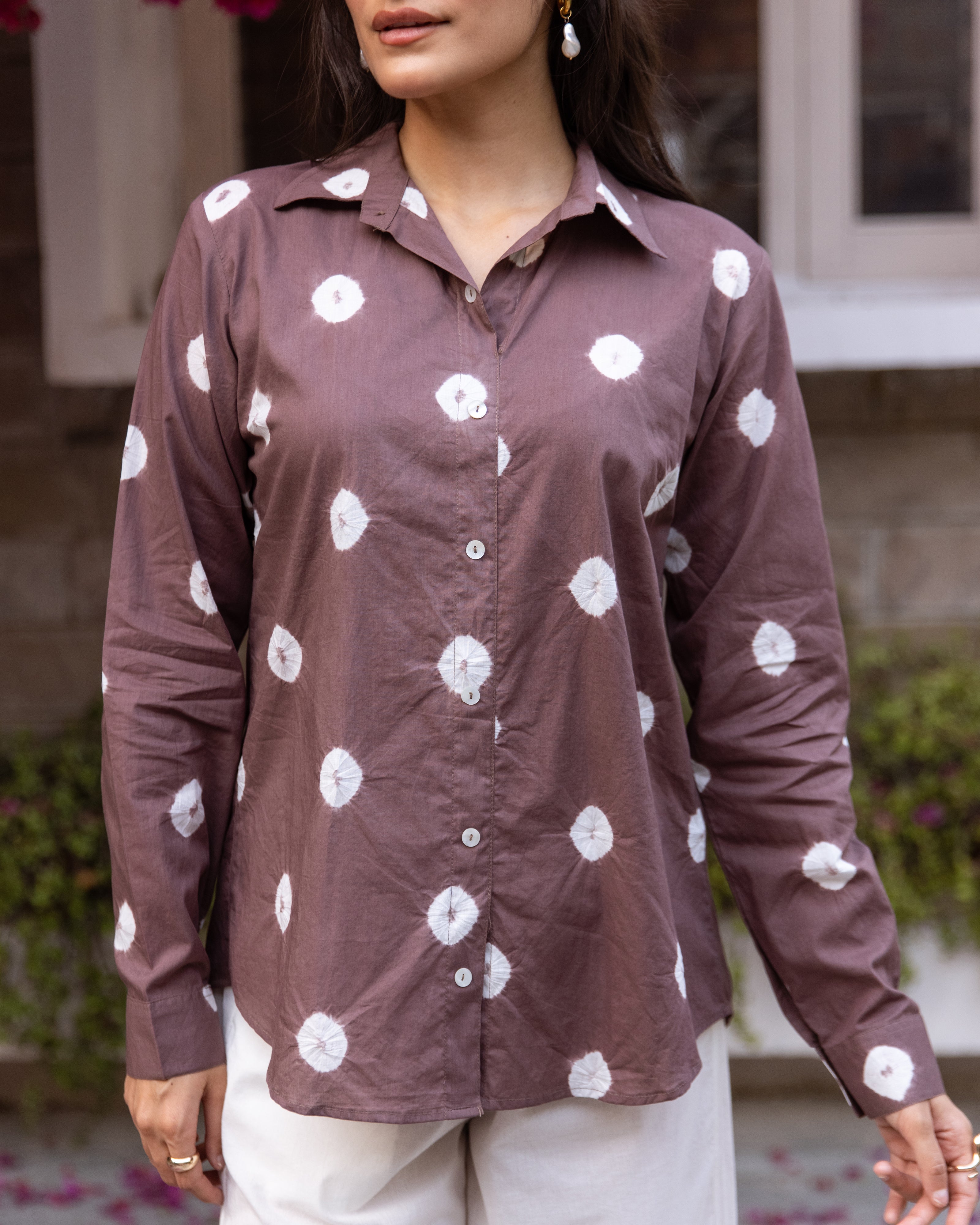Brown With Off-White Shirt For Women