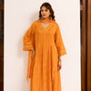 Bright Orange Cotton Dobby Complete Suit Set For Women's