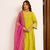 Lime Green with Pink Bandhani Dupatta Complete Suit Set Fior Women's
