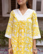 Yellow Cotton Kurta(Pant Not Included)