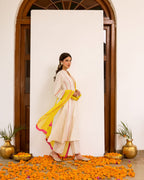 Ivory Cotton Dobby Complete Suit Set For Women's