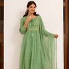 Pastel Green Kota Doriya Complete Suit Set For Women's
