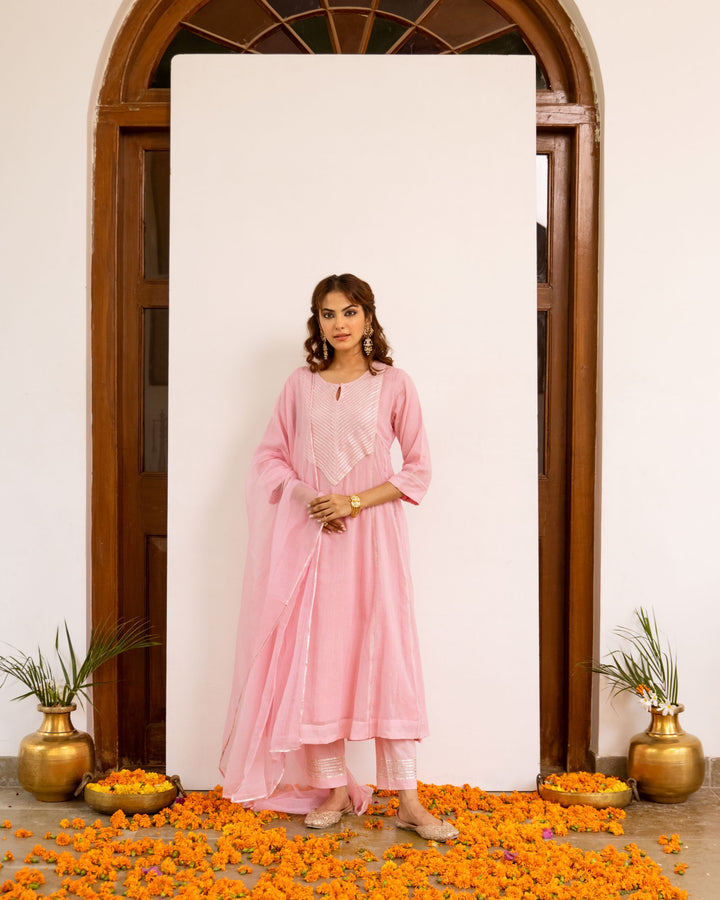 Baby Pink Kota Doriya Complete Suit Set For Women's