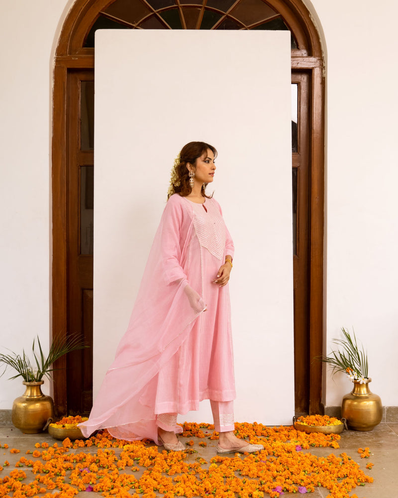 Baby Pink Kota Doriya Complete Suit Set For Women's
