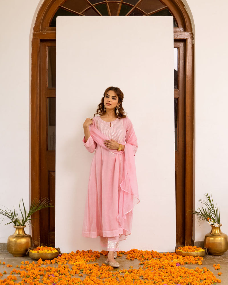 Baby Pink Kota Doriya Complete Suit Set For Women's