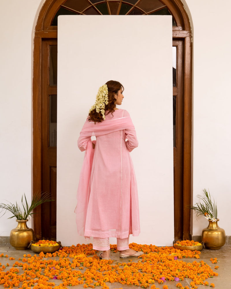 Baby Pink Kota Doriya Complete Suit Set For Women's