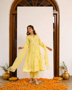 Yellow Chanderi Complete Suit Set For Women's