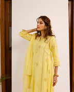 Yellow Chanderi Complete Suit Set For Women's