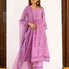 Lavender Chanderi Round With V Neck Complete Suit Set For Women's