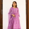Lavender Chanderi Round With V Neck Complete Suit Set For Women's