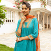 Teal Blue Cotton Dobby Complete Suit Set