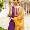 Purple Cotton Dobby Complete Suit Set