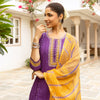 Purple Cotton Dobby Complete Suit Set