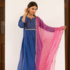 Royal Blue Cotton Dobby Complete Suit Set For Women's