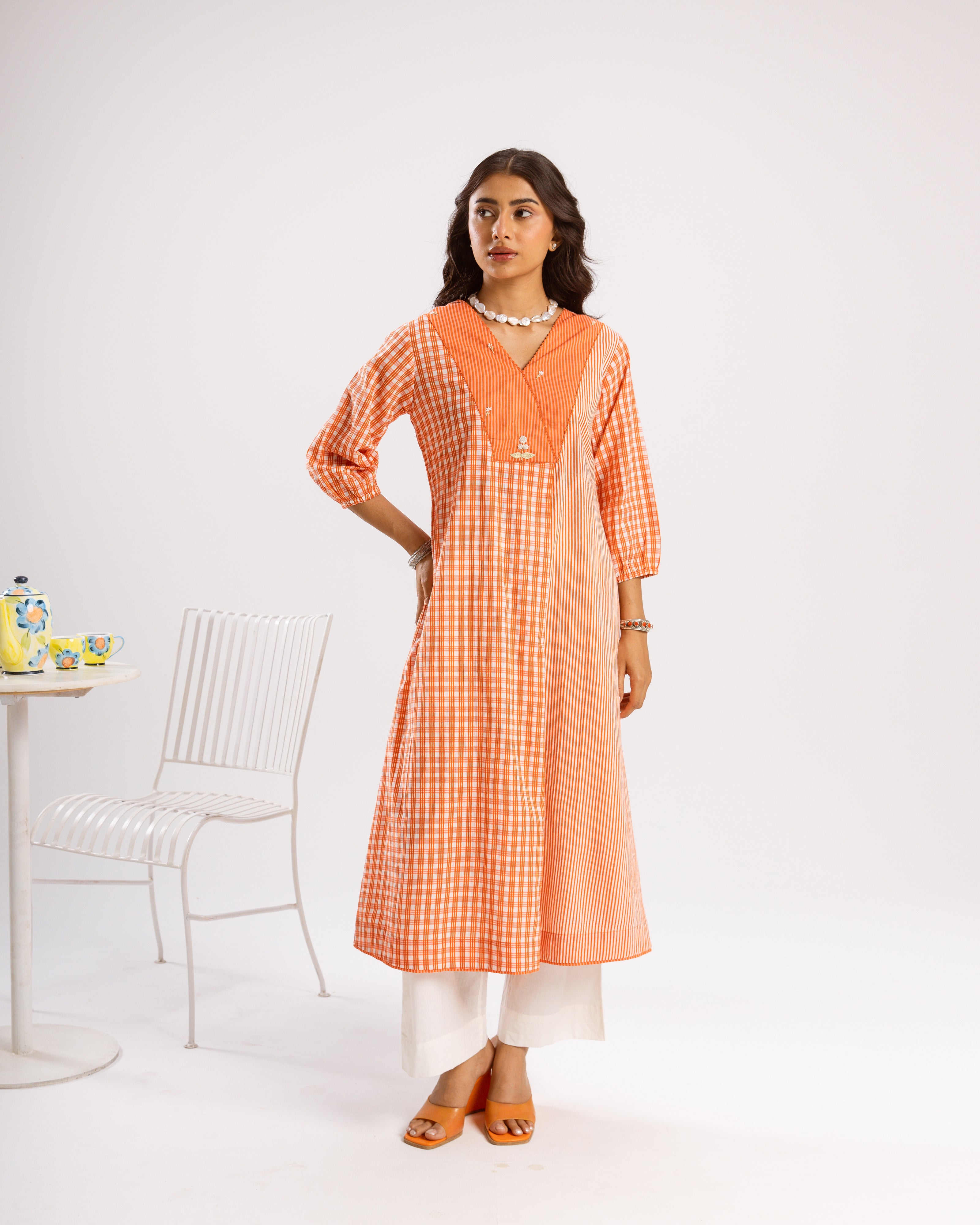 Orange Kurta(Pant Not Included)